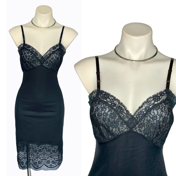 v i n t a g e :: Van Raalte 60s Floral Lace Nylon Slip Dress Mesh - Picture 1 of 15